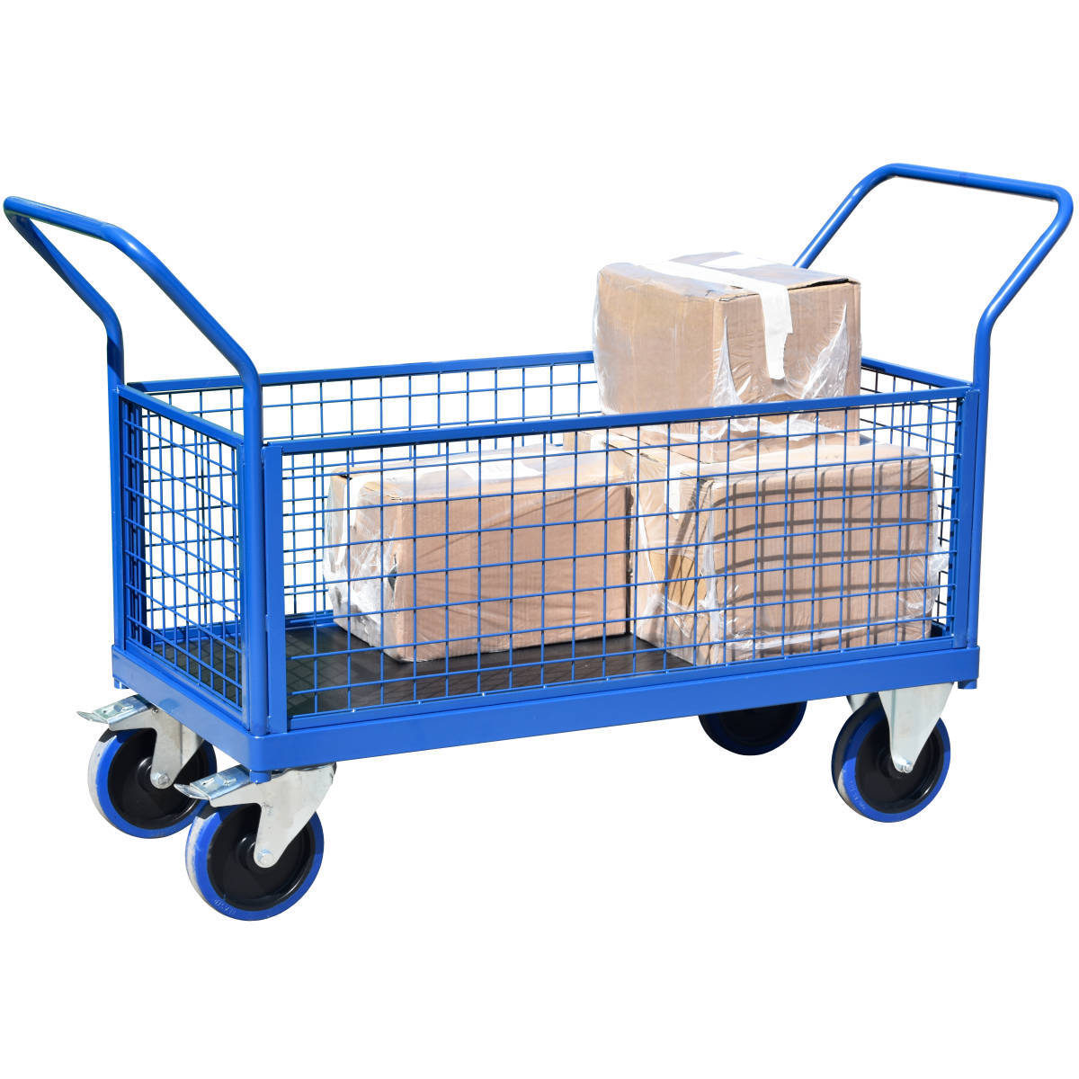 Platform Truck With Mesh Sides with Boxes