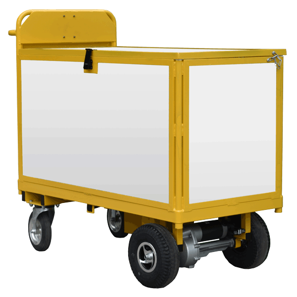 plastic clad motorised security trolley