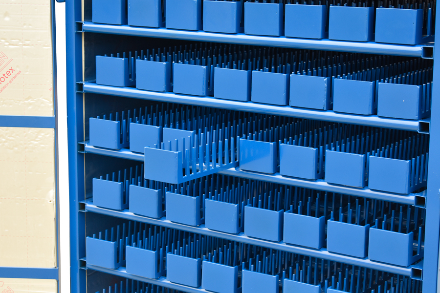 Tile Racks inside heated tile rack trolley