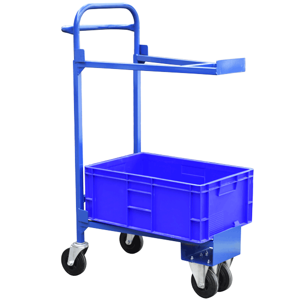 Stacking mail room box trolley